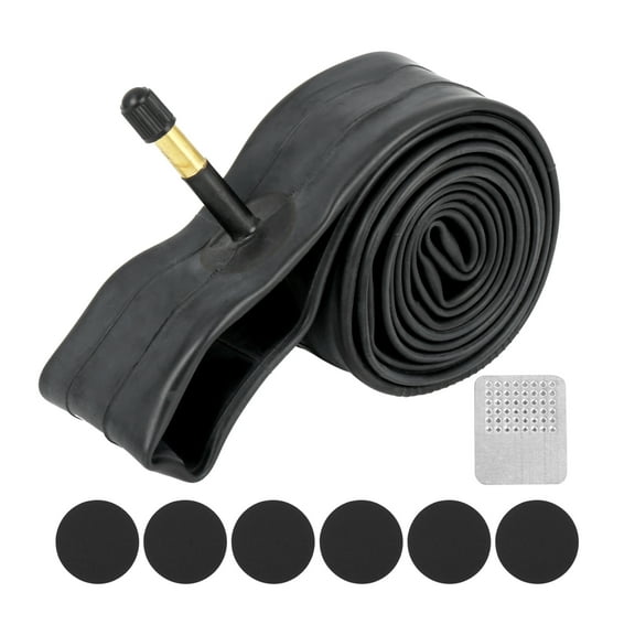 Unique Bargains Bicycle Inner Tube with Repair Tool 26" x 1.75"-2.125" 48mm American Type Valve Black Rubber