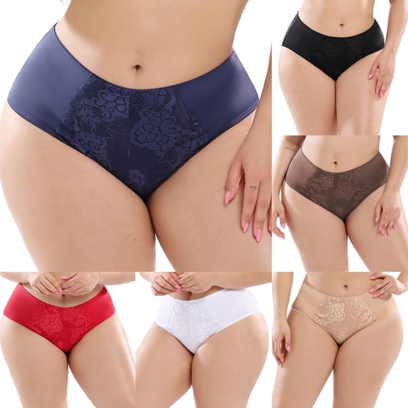 Elainilye Fashion Plus Size Underwear for Women Comfortable Temperament Lace Oversized Lace Thong Panties Underwear,Blue