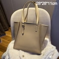 thumbnail image 2 of Bolso de mano de piel sintética suave para mujer, bolso de mano, cartera, bolso de hombro, bolso de gran capacidad, color caqui, 2 of 5