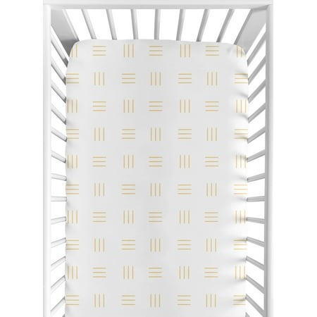 UPC: 0846480096764 | Boho Mudcloth Hatch Blush White and Mustard Fitted Crib Sheet Boy or Girl by Sweet Jojo Designs