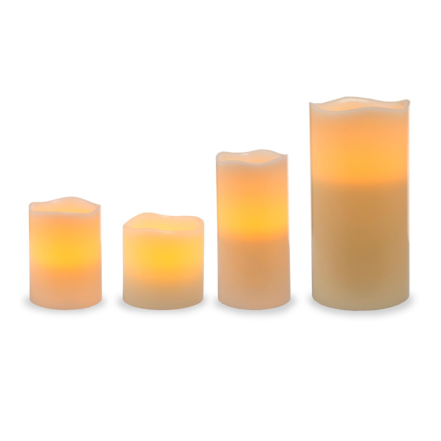 Ivory LED Pillar Candles Assorted Sizes, 4 pack