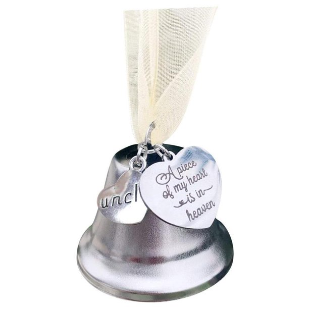 Bewildely Campana colgante conmemorativa de Navidad, enlace de ala de Ángel, campana de plata, una pieza de mi corazón está en el cielo, colgante de Kits de decoración para fiestas No.2 Bewildely HA045224-02