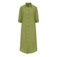 thumbnail image 5 of Antinious Summer Dresses for Women,Casual Dresses for Women V-Neck Button Short Sleeve V-Neck Beach Dress,Army Green,XL, 5 of 5