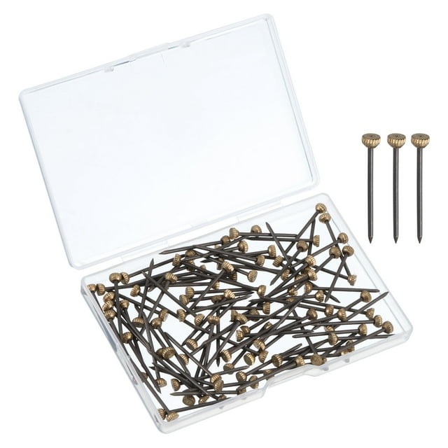 Unique Bargains Picture Hanging Nails, 100pack Nails for Hanging Pictures, Boxed Black Copper Head Nails for Hanging Photo Frame