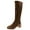 Brown, variant on WEAIXIMIUNG Womens Steel Toe Boots Fashion Women Leather Solid Color Autumn Thick Sole Square Heels Zipper Mid Booties Round Toe Shoes