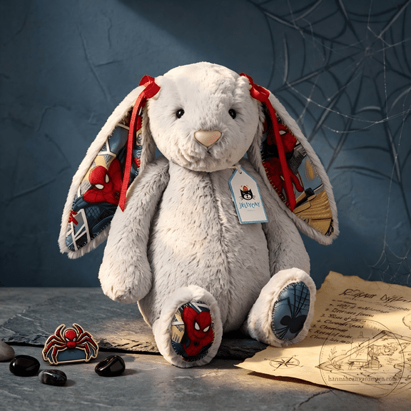 Cute Jellytextured Spider Themed Bunny Plush Toy, Soft Stuffed Animal Toy, Decorative Plush Ornament For Collection,Home Decor,Play Holiday Gift Giving
