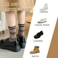 thumbnail image 7 of Women Vintage Striped Wool Socks, Fall Winter Warm Hiking Crew Knit Soft Socks 5 Pairs, 7 of 7