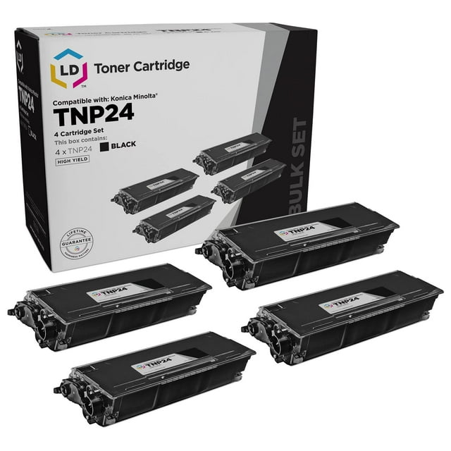 LD Compatible Toner Cartridge Replacement for Konica Minolta Bizhub 20 TNP-24 High Yield (Black, 4-Pack) Compatible with The Following Printer Models Bizhub 20 20P 20PX