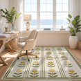 thumbnail image 3 of Design&I 8'x10' Washable Area Rug Sleek Flatweave Pet Friendly Olive Gold Geometric Floral Elegance Golden Accents Symmetrical Botanical with Art for King Size Bedroom, Under Bed, 3 of 7