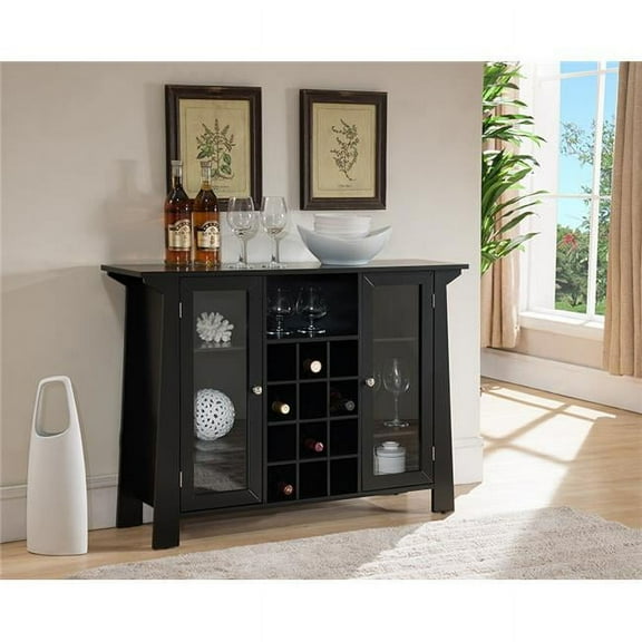 30 x 42 x 12 in. Wood Storage Wine Cabinet - Black