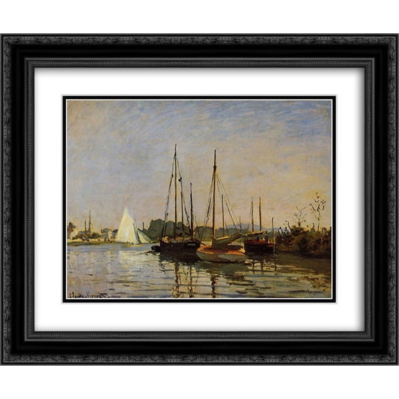 Claude Monet 2x Matted 24x20 Black Ornate Framed Art Print 'Pleasure Boats, Argenteuil, c.1872-3 (oil on canvas)'