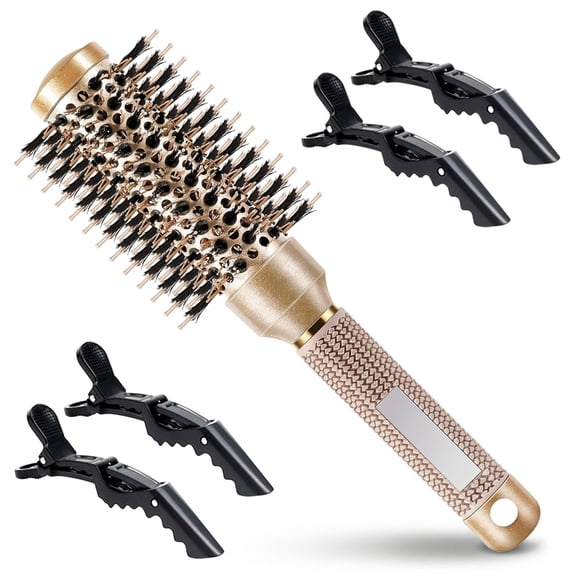 LAPTOM MAX Round Brush for Blow Out 2 Inch Boar Bristle Ceramic Ionic Hair Brush for Blow Dry Volume Curl Styling