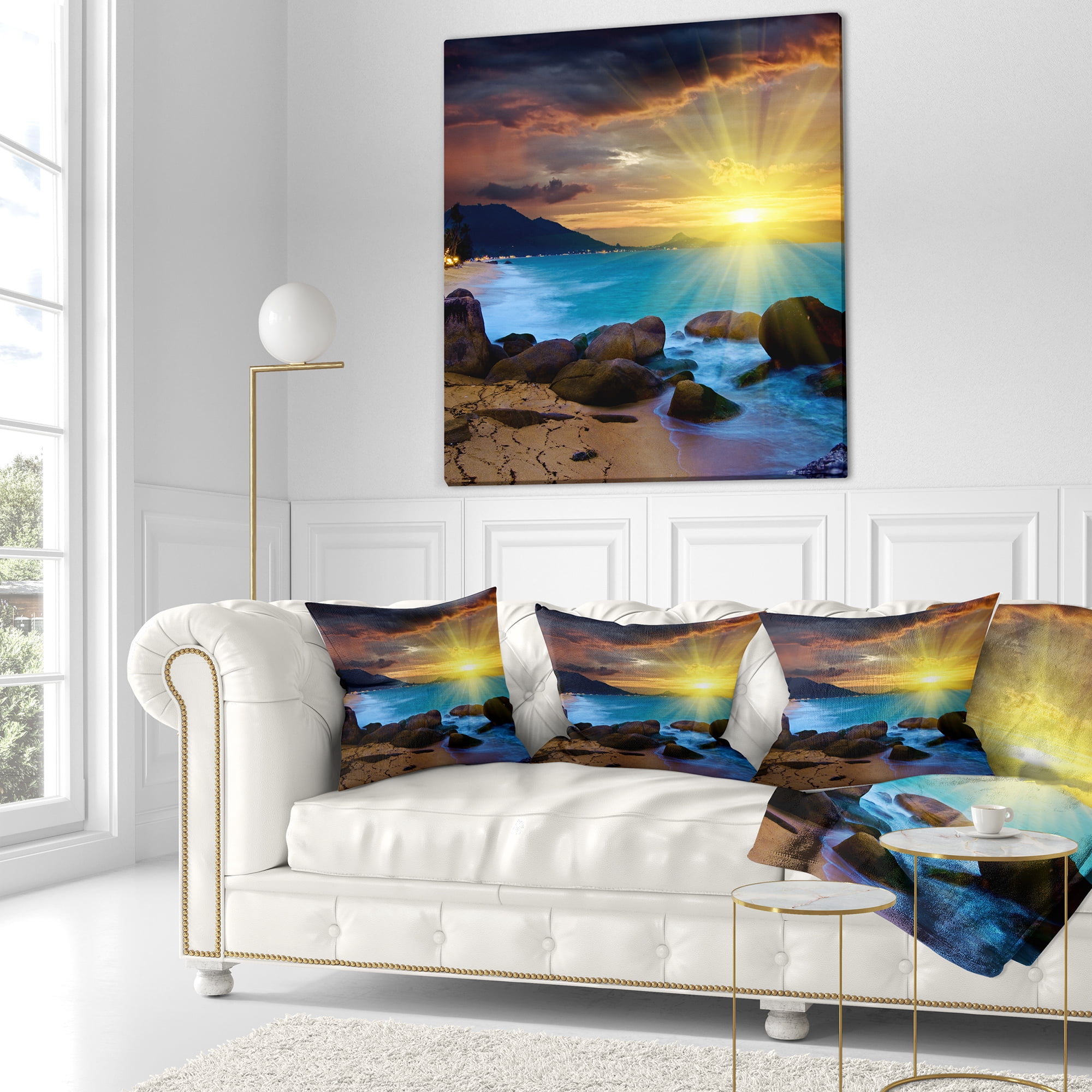 Designart 16" x 16" Sea & Shore Polyester Throw Pillow