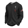 thumbnail image 4 of Havenx Men's 250 Anniversary Usa Crewneck Pullover Sweatshirts Long-Sleeved Waffle Fabric T Shirts American Flag Sweatshirt Jesus Patriotic 250 Year American Anniversary Pullover Tops,Black L, 4 of 4