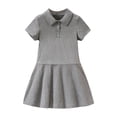 thumbnail image 3 of Girls Pique Polo Dress, Short Sleeve School Uniform A-Line Casual Dress for Kids, 3 of 5