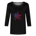 thumbnail image 4 of Fiudx Ropa de Mujer Blusa Holgada con Estampado Del Día de La Independencia, Manga Tres Cuartos, Cuello Redondo, Informal, para Mujer, 4 of 4