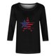 thumbnail image 4 of Fiudx Ropa de Mujer Blusa Holgada con Estampado Del Día de La Independencia, Manga Tres Cuartos, Cuello Redondo, Informal, para Mujer, 4 of 4