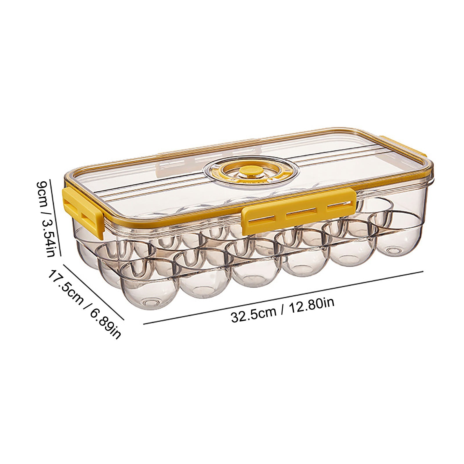 Clearance Egg Holder Clear Egg Tray Storage Box With Lid And Special Buckle Stackable PET Plastic Refrigerator Organizer Bins Eggs Containers 18 Egg Tray for Home & Kitchen Yellow
