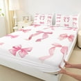 thumbnail image 3 of Manfei Cute Bow Girl 4 Pieces Queen Sheet Sets,Dreamy Princess Ultra Soft Flat Sheet,Kawaii Ribbon Bow Knot Queen Fitted Sheet,Luxury Bedroom Decor, 3 of 7