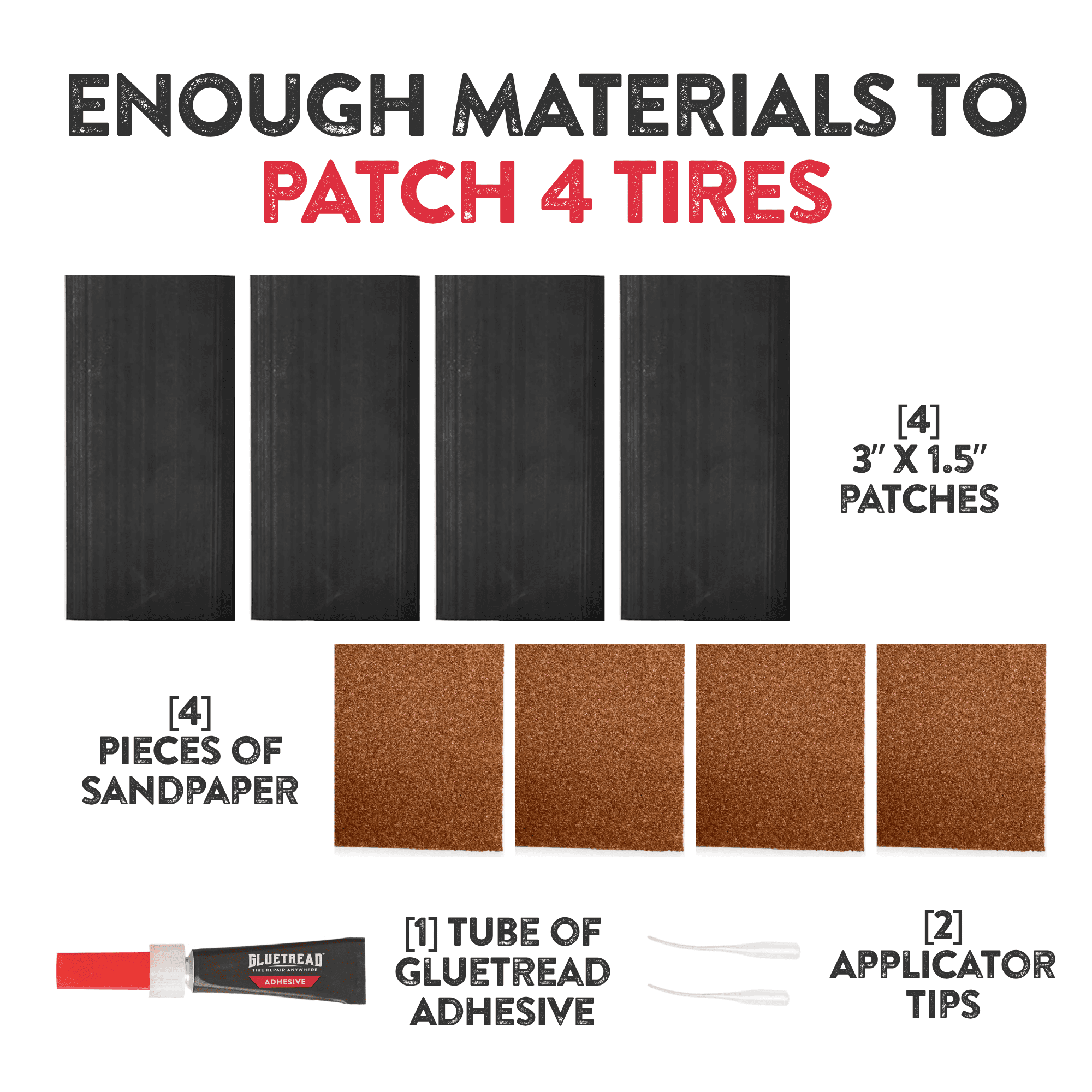 Gluetread Sidewall Tire Repair Kit, External Patch for Tubeless Tires, No Tire Removal Needed