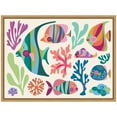 thumbnail image 5 of Kate and Laurel Fun Colorful Tropical Fish Shells Framed Canvas Wall Art  by Rachel Lee 24 x 18 Sylvie Natural, Coastal, Abstract, Beach, Animals Art for Wall Decor, Living Room, Bedroom, 5 of 8