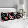 thumbnail image 2 of ABPHOTO Seamless Pattern Day of The Dead Halloween Cats Flowers Body Pillow Covers Case Protector 20x60 inch, 2 of 2