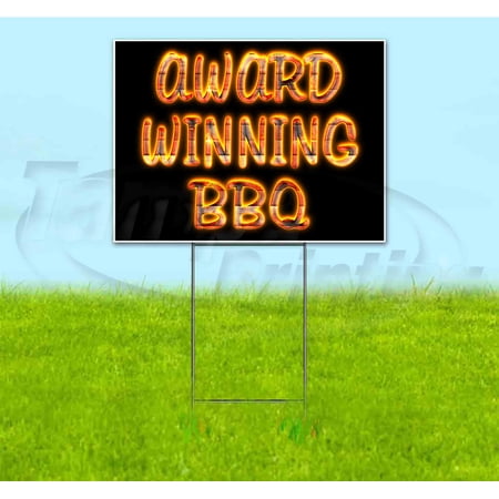 Award Winning Bbq (18 x 24 ) Yard Sign Includes Metal Step Stake