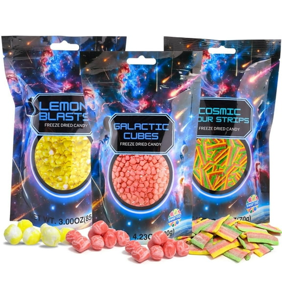Freeze Dried Candies Assortment, Dehydrated Candy, Pack of 3, 1 of Each