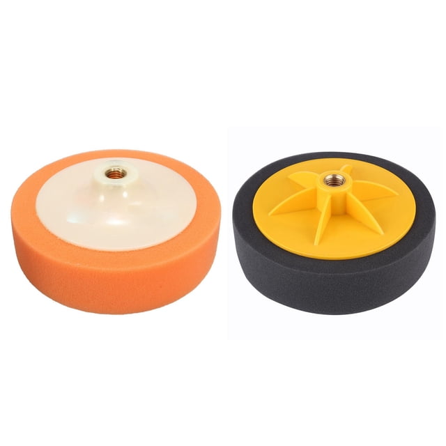 150mm Car Polishing Head Buffing Mop Pad Sponge for M14 Thread with 6 Inch/15cm Car Polishing Waxing Pad,1 x Polishing Sponge Pad 1 x Polishing Head Pad,Random Color & Black
