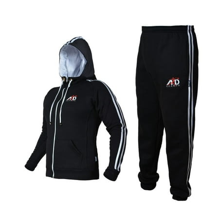 ARD CHAMPS™ Fleece Tracksuit Hoodie Trouser MMA Gym Boxing Running Jogging Suit Color Black, Size