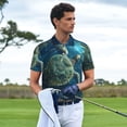 thumbnail image 3 of Rateoe Artistic Turtle Earth Pattern Men's Short Sleeve Polo Shirts, Golf Polo Shirts Short Sleeve Performance Moisture Wicking Dry-Large, 3 of 6
