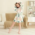 thumbnail image 3 of FORMRS Niños Bathrobe Unisex Hooded Robe Soft Plush Pajamas Sleepwear, Size 7-9T, Beige Abstract, 3 of 7