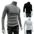 thumbnail image 5 of Yirtree Premium Cotton Blend Interlock Turtleneck Men T-Shirt Pullover Sweater Solid Color Stretchy Knitted Shirt for Autumn Winter, 5 of 7