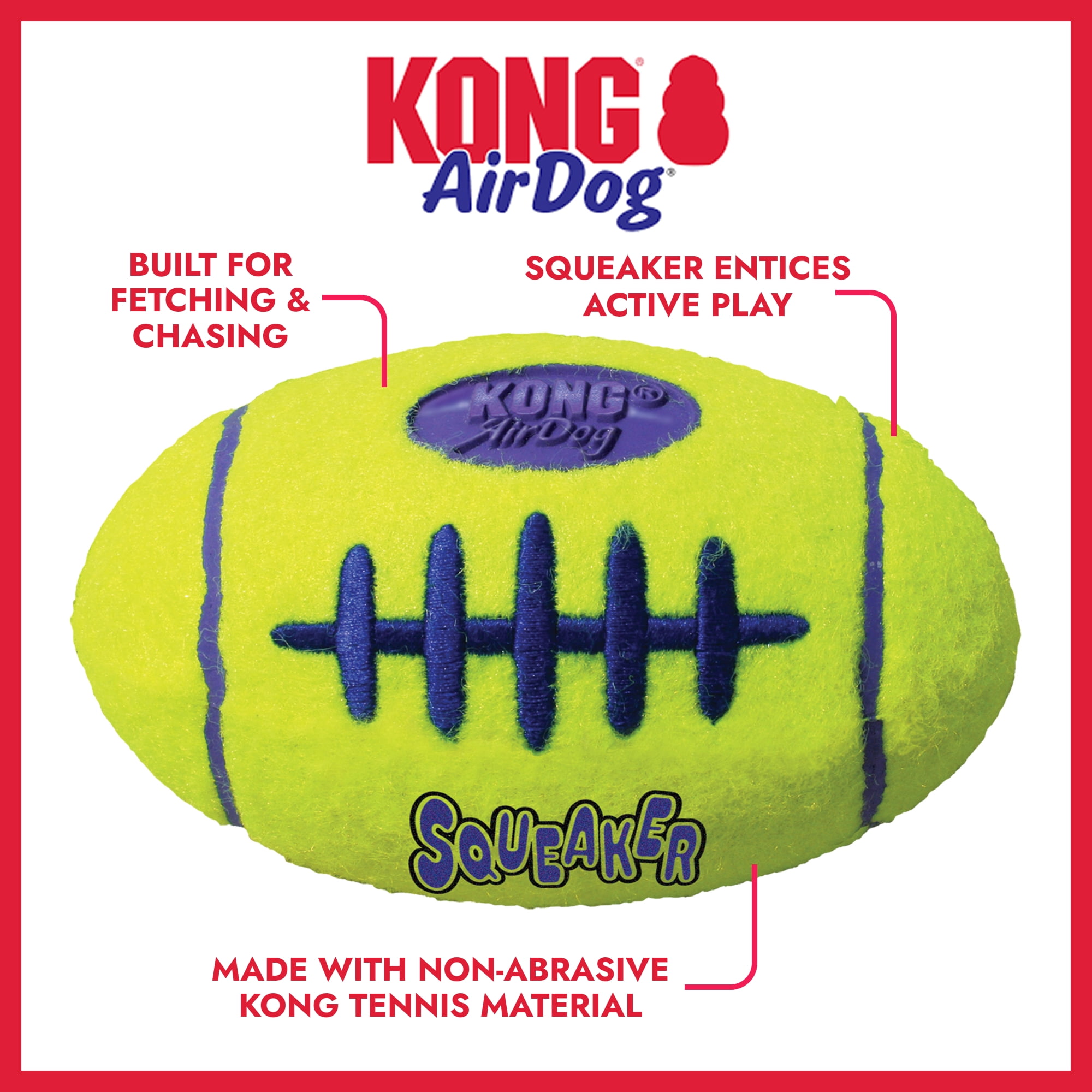 KONG® AirDog® Football Squeaker Dog Toy, Large, for Dogs Between 30-65 lbs