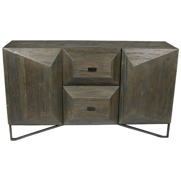 Aliso Holt Solid Wood 2 Door 2 Drawer Sideboard on Cast Iron Base in Brown