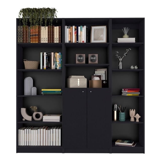 FM FURNITURE Tolleson 3 Piece Living Room Set Black Engineered Wood