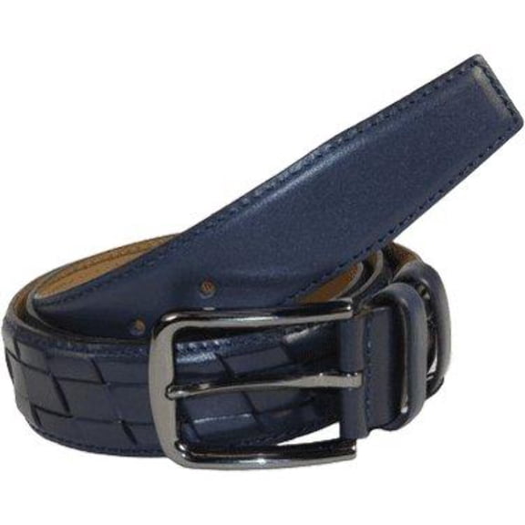 Men Genuine Leather Belt PIERO ROSSI Turkey Soft Full Grain Stitched #137 Navy