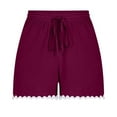 thumbnail image 6 of Stephy Women's Shorts 2025 Summer Casual Cute Ruffle Shorts Comfy Elastic Waist Drawstring Pleated Short, Red, M, 6 of 6