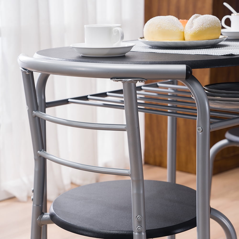 Lowestbest 3 Piece Dining Table Set, PVC Light Breakfast Table, Dining Room Sets PVC Breakfast Table with 2 Chairs, Kitchen Dining Room Round Table and Chairs, Brown Lowestbest 3 Piece Dining Table Set, PVC Light Breakfast Table, Dining Room Sets PVC Breakfast Table with 2 Chairs, Kitchen Dining Room Round Table and Chairs, Brown