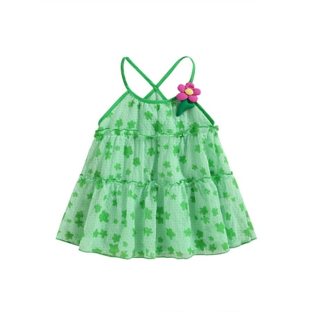 

Genuiskids Toddler Baby Girls Tulle Tutu Dress 0-3T Infant Girl Summer Princess Dress Floral Print Loose Spaghetti Straps Sleeveless Dress A Line Party Dresses for Toddler Beach Party Wear