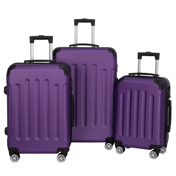 Cotinse 3 Piece Luggage Sets Hardshell Lightweight Suitcase with TSA Lock Spinner Wheels,Purple