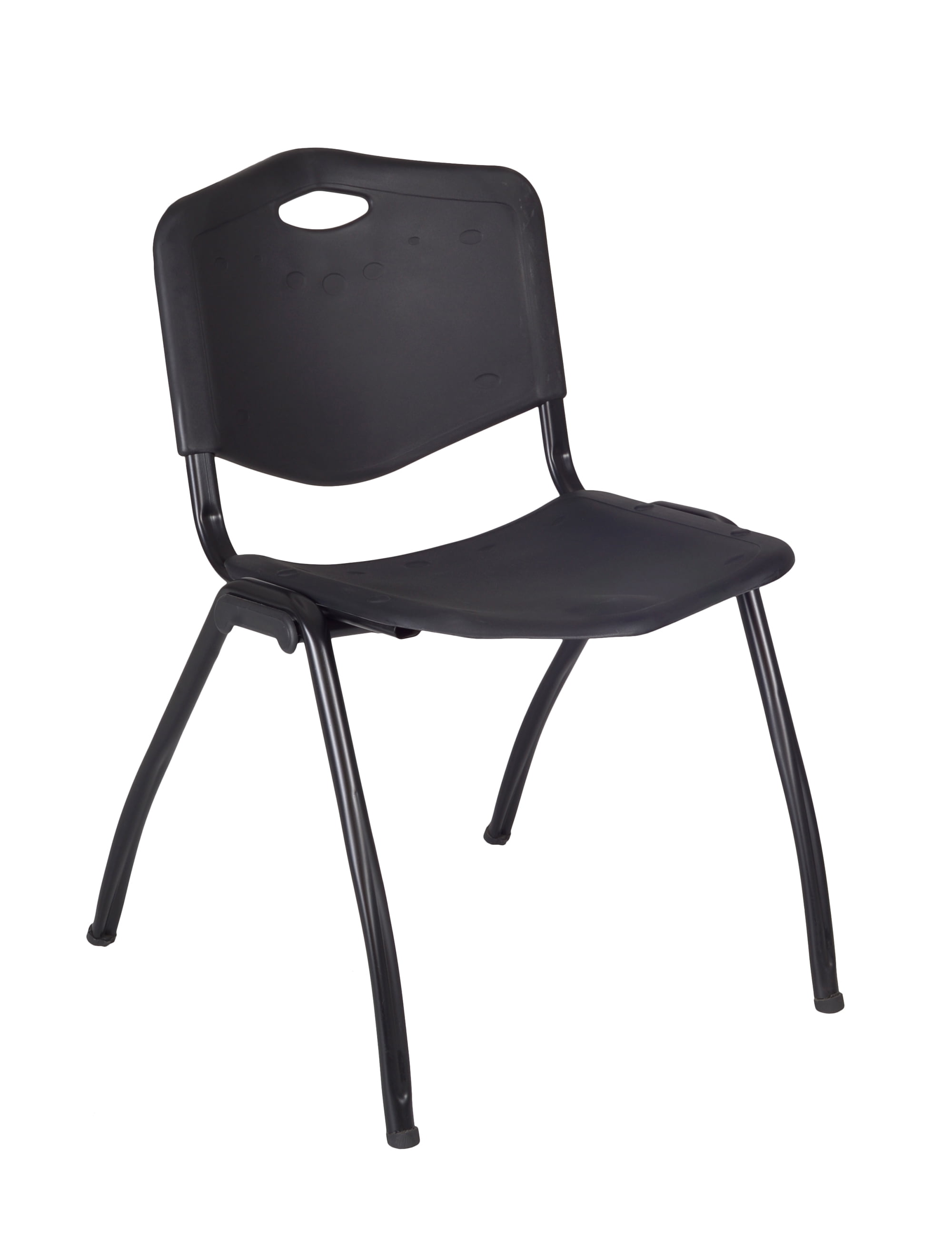 Regency Cain 36 in. Round X-Base Breakroom Table- Cherry & 4 M Stack Chairs- Black