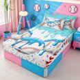 thumbnail image 2 of meiyoeat Watercolor Baseball Cream Zipper Twin Comforter Sets with Fitted Sheet and 2 Pillowcases For Kids,Ball Ice Drip Zipper Bedding Set For Boys,Polkadot Reversible,4 Pieces, 2 of 7