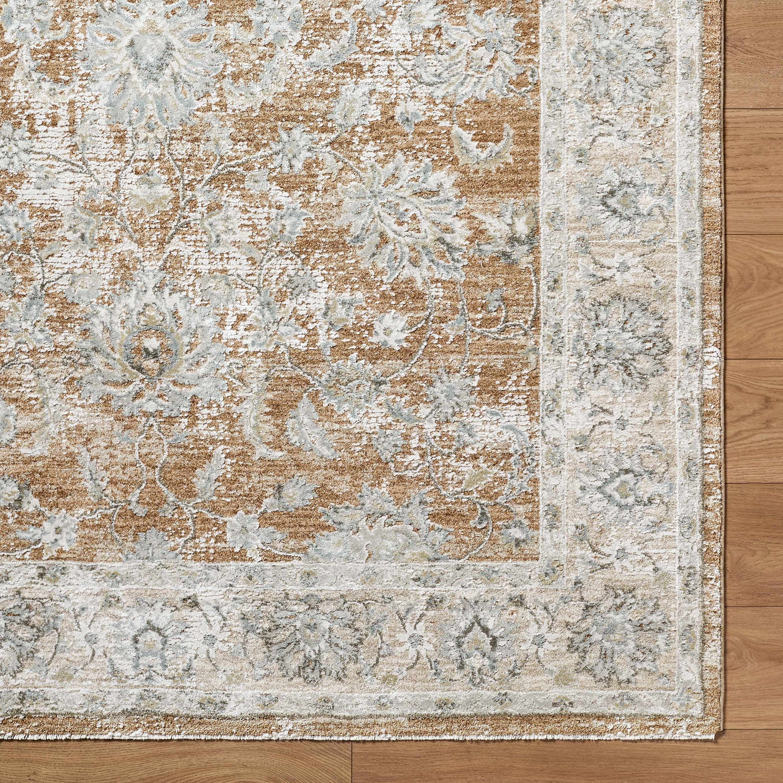 Hauteloom Claydon Living Room, Bedroom Area Rug - Bordered Oushak Style Traditional Floral - Brown, Gray - 5' x 7'5"