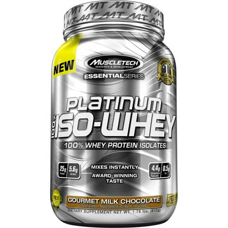 MuscleTech Essential Series Platinum 100% Iso-lactosérum Gourmet Chocolat au lait en poudre, Complément alimentaire 1,79 lbs