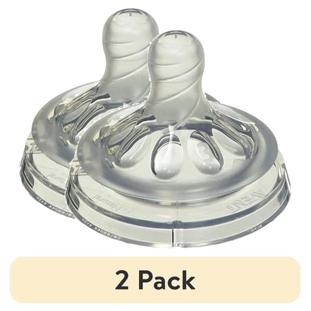 (2 pack) Philips Avent Natural Baby Bottle Medium Flow Nipple, 3M+, 2pk, SCF653/23