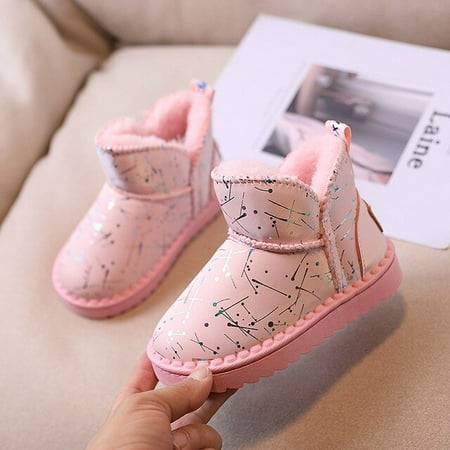 

DancePeanut Winter Kids Boots for Boys Waterproof Snow Boots with Fur Girls Warm Boots with Plush Children Toddlers Cotton Shoes