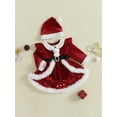 thumbnail image 4 of Miaouyo Infant Baby Girls Christmas Romper Dress 1 3 6 9 12 18 Months Plush Patchwork Long Sleeve Jumpsuits and Cute Santa Hat Set, 4 of 9