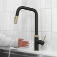 thumbnail image 2 of Stylish Single Handle Matte Black with Gold Pull Down Touchless Kitchen Faucet K-150NGM, 2 of 13