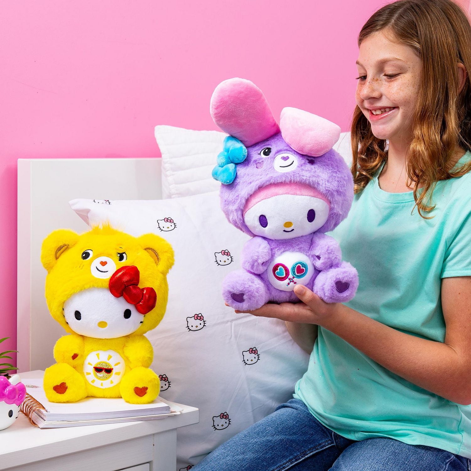 Care Bears Hello Kitty, lot de 2 peluches, Funshine et Share